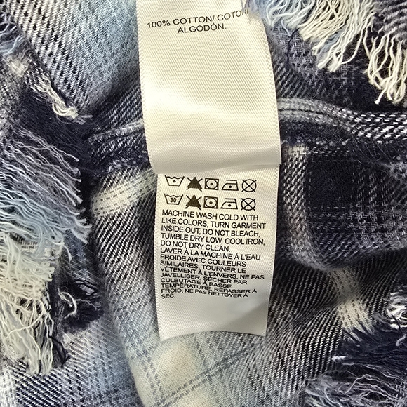 Lucky Brand women XL raw hem plaid cropped top flannel boxy gorpcore grangecore - Picture 9 of 9